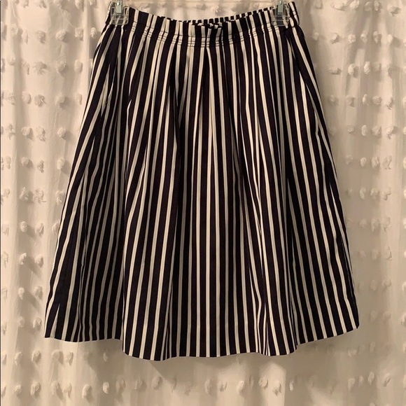 Women’s J Crew Striped Pleated Midi Skirt - Sz 0 - Picture 2 of 11